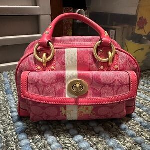 Coach Pink Satchel Bag with Gold Accents